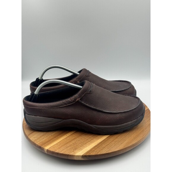 LL BEAN Men\'s Pebbled Leather Slip-on Shoes Sz 11 Fleece Lined Mule Style 71341 main image 5